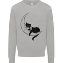 A Cat Reading a Book on the Moon Kids Sweatshirt Jumper Sports Grey