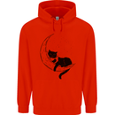 A Cat Reading a Book on the Moon Mens 80% Cotton Hoodie Bright Red