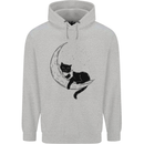 A Cat Reading a Book on the Moon Mens 80% Cotton Hoodie Sports Grey