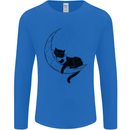 A Cat Reading a Book on the Moon Mens Long Sleeve T-Shirt Royal Blue