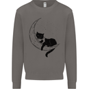 A Cat Reading a Book on the Moon Mens Sweatshirt Jumper Charcoal
