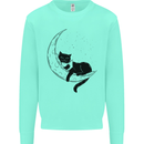 A Cat Reading a Book on the Moon Mens Sweatshirt Jumper Peppermint