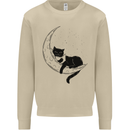 A Cat Reading a Book on the Moon Mens Sweatshirt Jumper Sand