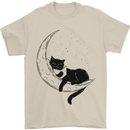 A Cat Reading a Book on the Moon Mens T-Shirt 100% Cotton Sand