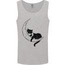 A Cat Reading a Book on the Moon Mens Vest Tank Top Sports Grey
