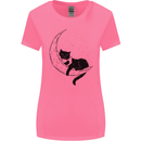 A Cat Reading a Book on the Moon Womens Wider Cut T-Shirt Azalea