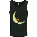 A Chilled Cat Reading a Book on the Moon Mens Vest Tank Top Black