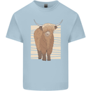 A Chilled Highland Cow Mens Cotton T-Shirt Tee Top Light Blue