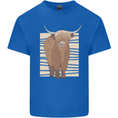 A Chilled Highland Cow Mens Cotton T-Shirt Tee Top Royal Blue