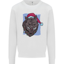 A Christmas Boar Wearing an Xmas Hat Pig Kids Sweatshirt Jumper White