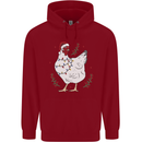 A Christmas Chicken Wearing an Xmas Hat Mens 80% Cotton Hoodie Red