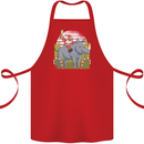 A Christmas Rhino With Santa Xmas Cotton Apron 100% Organic Red