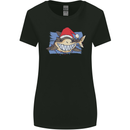 A Christmas Shark Wearing an Xmas Hat Womens Wider Cut T-Shirt Black