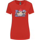 A Christmas Shark Wearing an Xmas Hat Womens Wider Cut T-Shirt Red