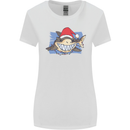 A Christmas Shark Wearing an Xmas Hat Womens Wider Cut T-Shirt White