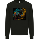 A Colourful Motocross Image MotoX Dirt Bike Motorsports Kids Sweatshirt Jumper Black