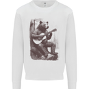 A Cool Bear Playing the Acoustic Guitar Kids Sweatshirt Jumper White