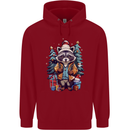 A Cool Christmas Racoon Xmas Childrens Kids Hoodie Red