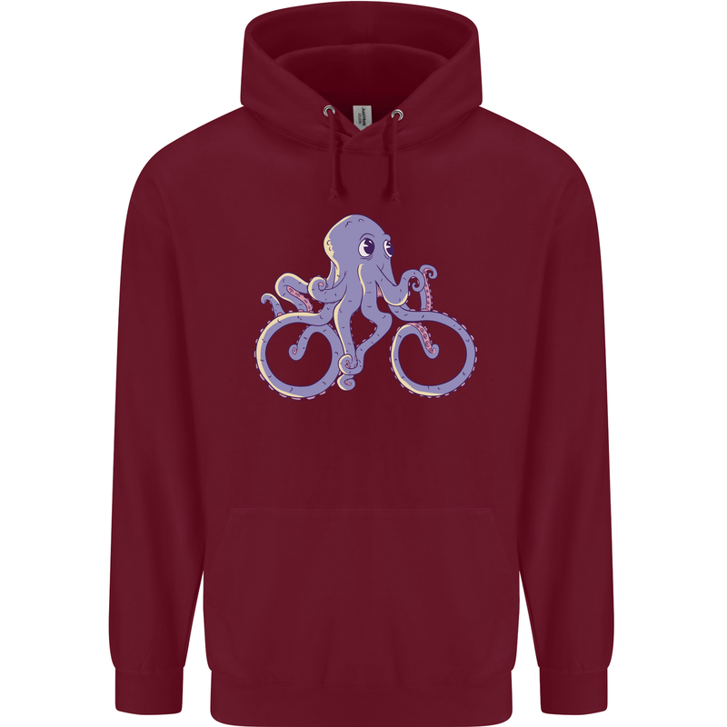 A Cycling Octopus Funny Cyclist Bicycle Childrens Kids Hoodie Maroon
