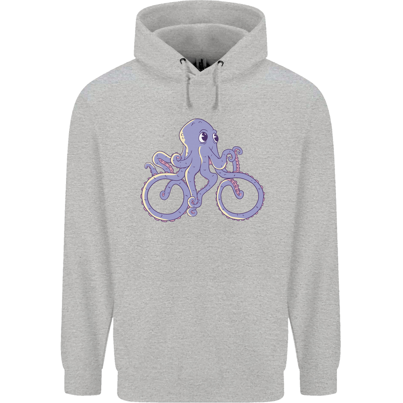 A Cycling Octopus Funny Cyclist Bicycle Childrens Kids Hoodie Sports Grey