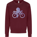 A Cycling Octopus Funny Cyclist Bicycle Kids Sweatshirt Jumper Maroon