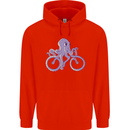 A Cycling Octopus Funny Cyclist Bicycle Mens 80% Cotton Hoodie Bright Red