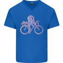 A Cycling Octopus Funny Cyclist Bicycle Mens V-Neck Cotton T-Shirt Royal Blue
