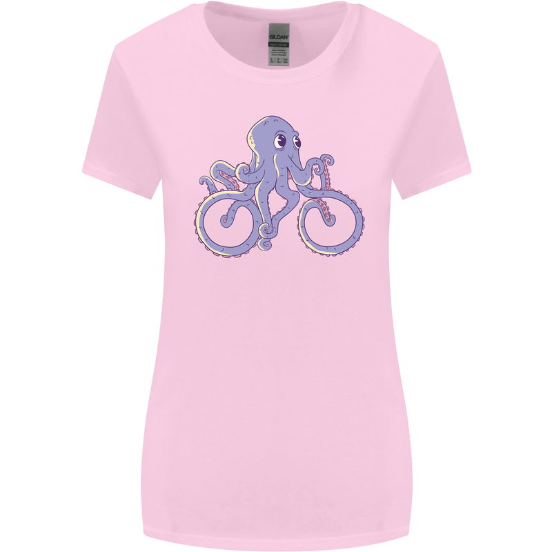 A Cycling Octopus Funny Cyclist Bicycle Womens Wider Cut T-Shirt Light Pink