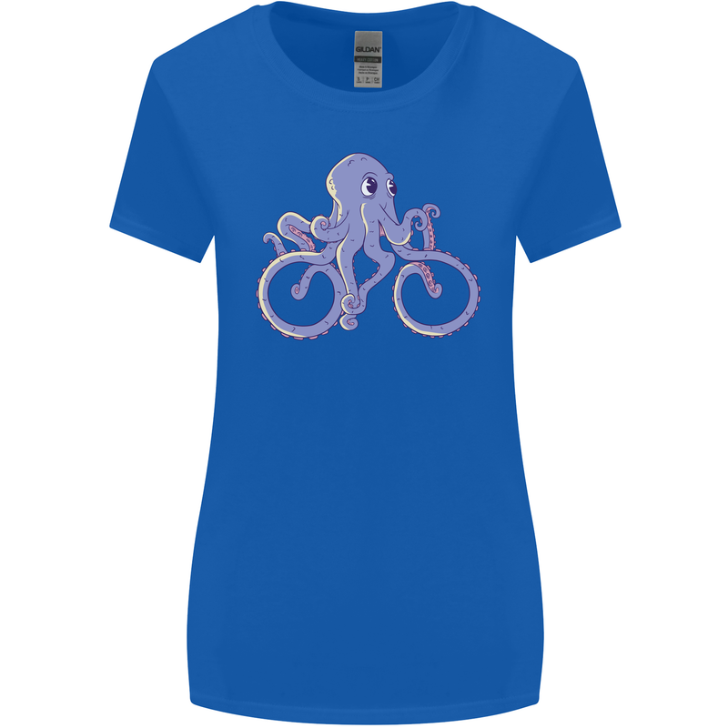 A Cycling Octopus Funny Cyclist Bicycle Womens Wider Cut T-Shirt Royal Blue
