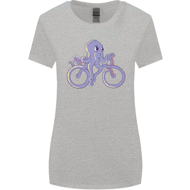 A Cycling Octopus Funny Cyclist Bicycle Womens Wider Cut T-Shirt Sports Grey