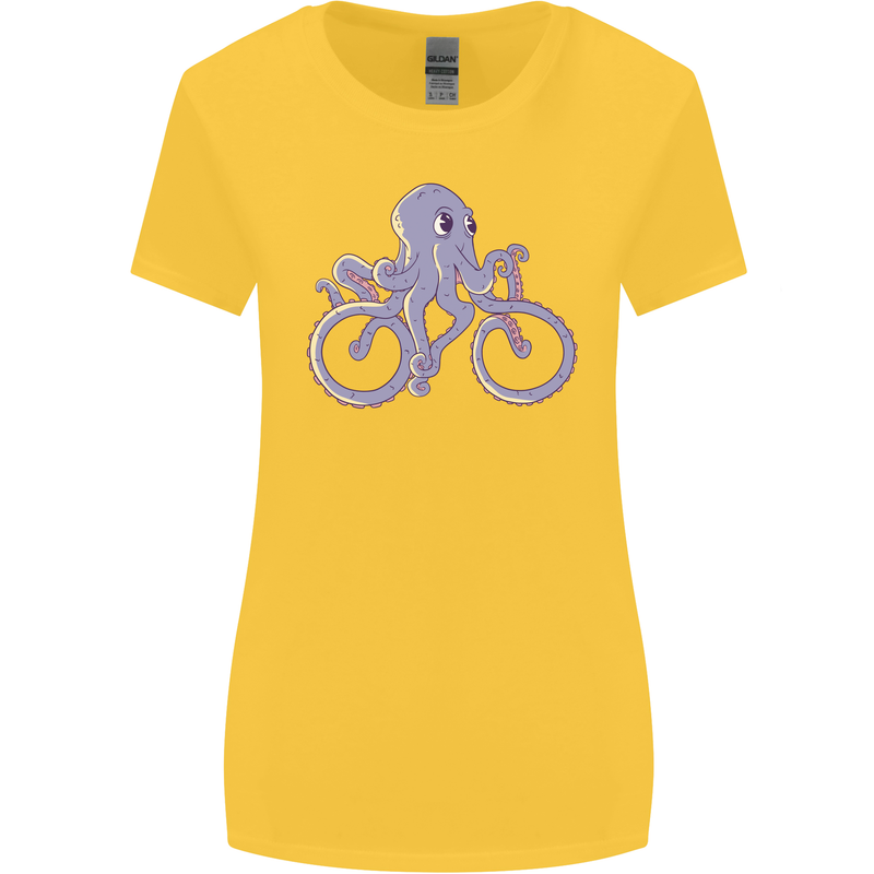 A Cycling Octopus Funny Cyclist Bicycle Womens Wider Cut T-Shirt Yellow