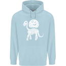A Dinosaur Skeleton With a Full Moon Halloween Childrens Kids Hoodie Light Blue