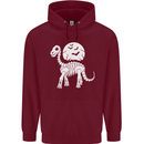 A Dinosaur Skeleton With a Full Moon Halloween Childrens Kids Hoodie Maroon