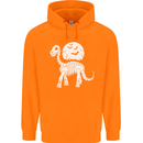 A Dinosaur Skeleton With a Full Moon Halloween Childrens Kids Hoodie Orange