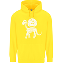 A Dinosaur Skeleton With a Full Moon Halloween Childrens Kids Hoodie Yellow