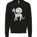A Dinosaur Skeleton With a Full Moon Halloween Kids Sweatshirt Jumper Black
