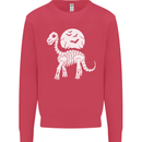 A Dinosaur Skeleton With a Full Moon Halloween Kids Sweatshirt Jumper Heliconia
