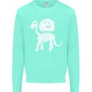 A Dinosaur Skeleton With a Full Moon Halloween Kids Sweatshirt Jumper Peppermint