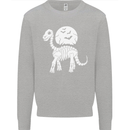 A Dinosaur Skeleton With a Full Moon Halloween Kids Sweatshirt Jumper Sports Grey