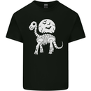 A Dinosaur Skeleton With a Full Moon Halloween Kids T-Shirt Childrens Black