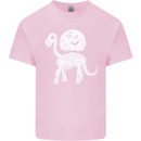 A Dinosaur Skeleton With a Full Moon Halloween Kids T-Shirt Childrens Light Pink