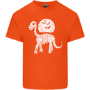 A Dinosaur Skeleton With a Full Moon Halloween Kids T-Shirt Childrens Orange