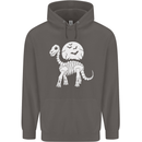 A Dinosaur Skeleton With a Full Moon Halloween Mens 80% Cotton Hoodie Charcoal