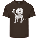 A Dinosaur Skeleton With a Full Moon Halloween Mens Cotton T-Shirt Tee Top Dark Chocolate