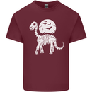 A Dinosaur Skeleton With a Full Moon Halloween Mens Cotton T-Shirt Tee Top Maroon