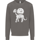A Dinosaur Skeleton With a Full Moon Halloween Mens Sweatshirt Jumper Charcoal