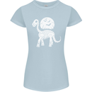 A Dinosaur Skeleton With a Full Moon Halloween Womens Petite Cut T-Shirt Light Blue