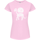 A Dinosaur Skeleton With a Full Moon Halloween Womens Petite Cut T-Shirt Light Pink