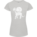 A Dinosaur Skeleton With a Full Moon Halloween Womens Petite Cut T-Shirt Sports Grey