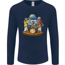 A Dog Jazz Band Music Drums Trumpet Mens Long Sleeve T-Shirt Navy Blue